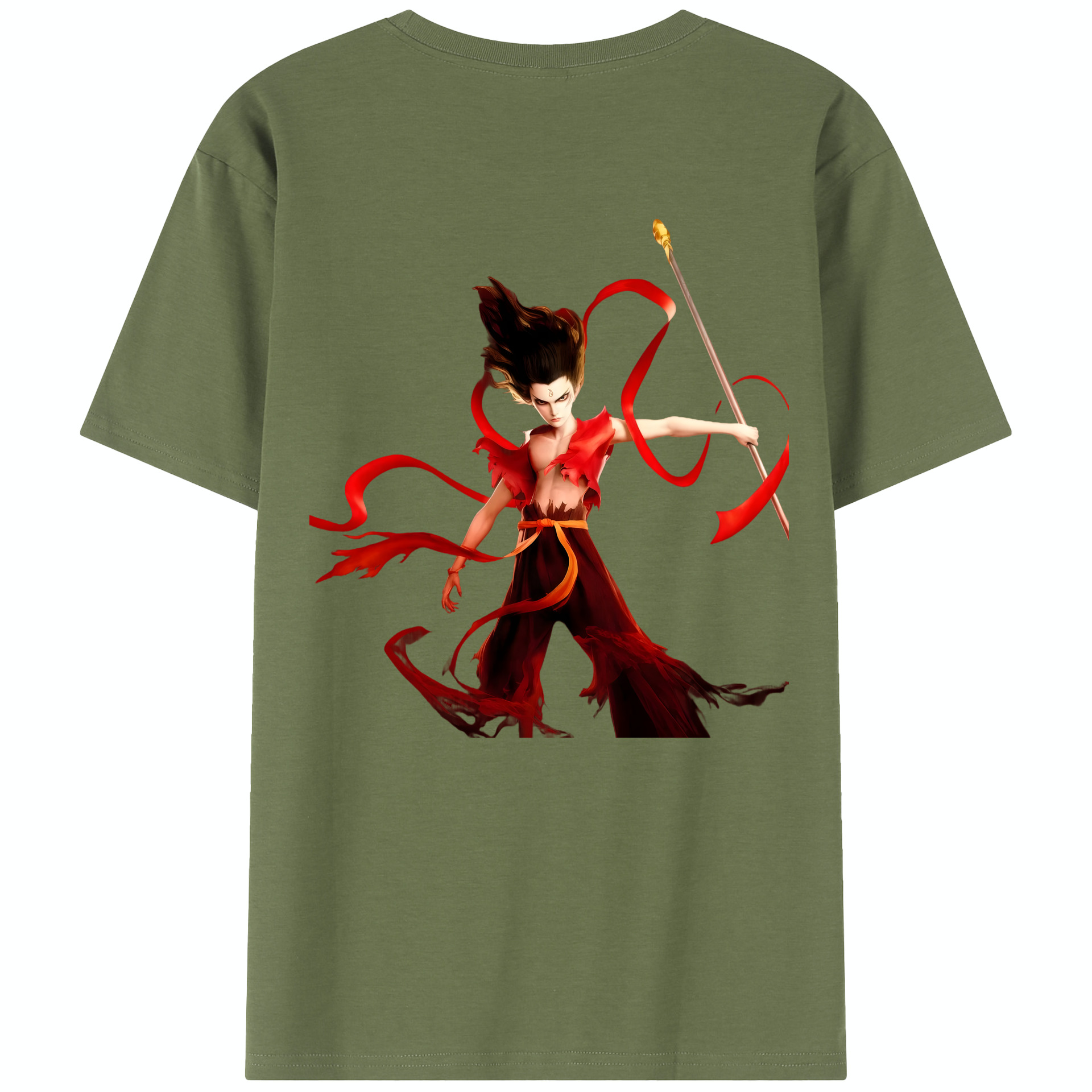 （画像用） Ne Zha 2 ナタ 魔童の大暴れ 綿100％半袖Tシャツ（背面プリント）